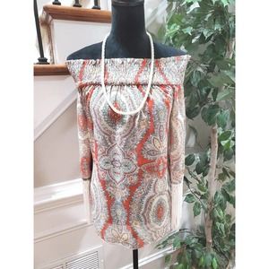 And'or Vogue Multicolor 100% Polyester Long Sleeve Off The Shoulder Blouse M